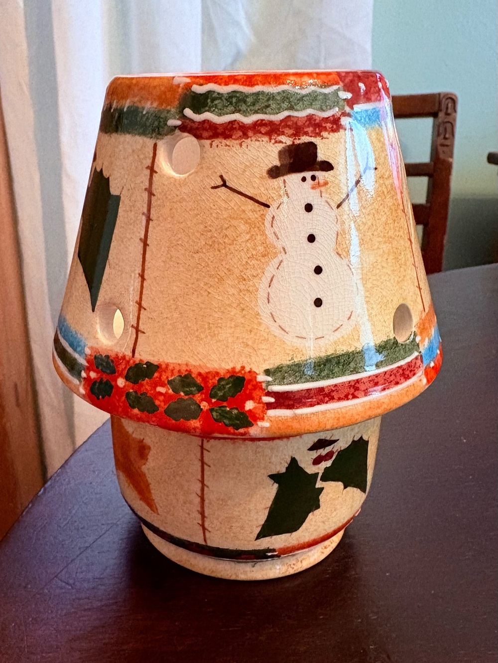 Ceramic Holiday Votive Candle Holder 2 piece